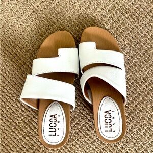 White Lucca Lane 2inch heel sandals